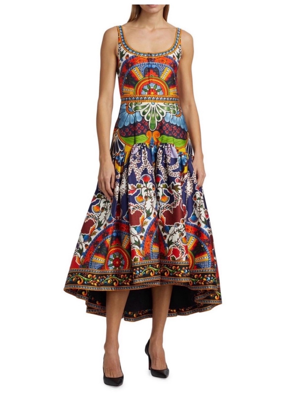 Alice + Olivia Multicolor Mosaic-Print Maxi Dress — Blue, Red, Green, Yellow - Picture 4 of 14